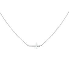 Ketting + hanger zilver - liggend kruisje