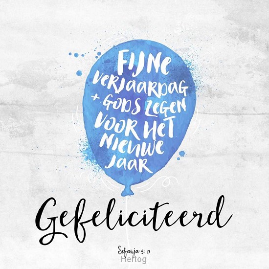 Gefeliciteerd blauw - Sefanja 3:17 - kaart
