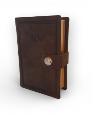 GBSD goudsnee, nubuck D bruin - zilveren drukknop gevouwen handen